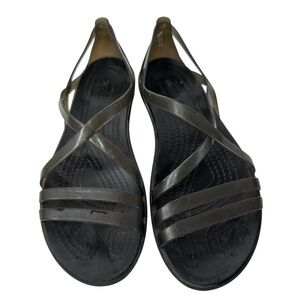 Crocs Isabella Black Strappy Sandals Lightweight Comfort Vacation Jelly Size 8